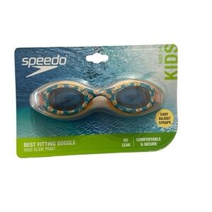 Speedo Kids Blue & Orange Glide Print Best Fitting Anti-Fog Goggle Kids 3-6 NWT